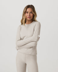 Vuori Long Sleeve Halo Essential Crew Tee Ecru Heather Shirt