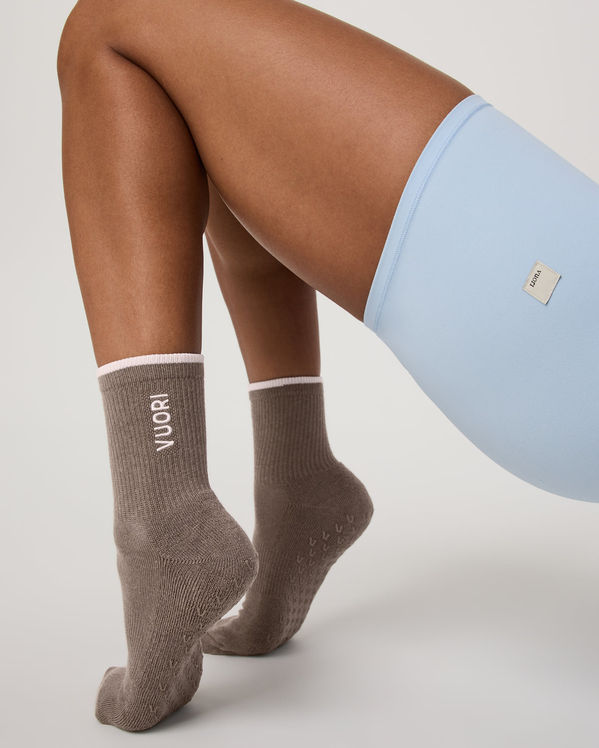 Vuori Half Crew Gripper Sock Smokey Taupe Grip Socks