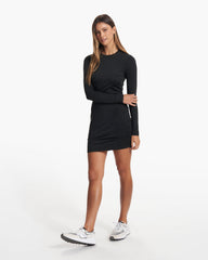 Vuori Long Sleeve Halo Essential Dress Black Heather