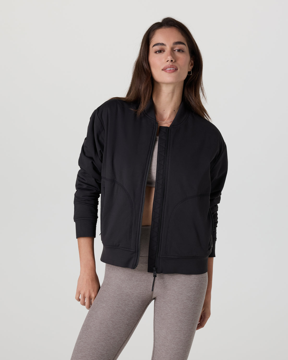 Vuori Halo Basin Bomber Women's Solid Black Jacket