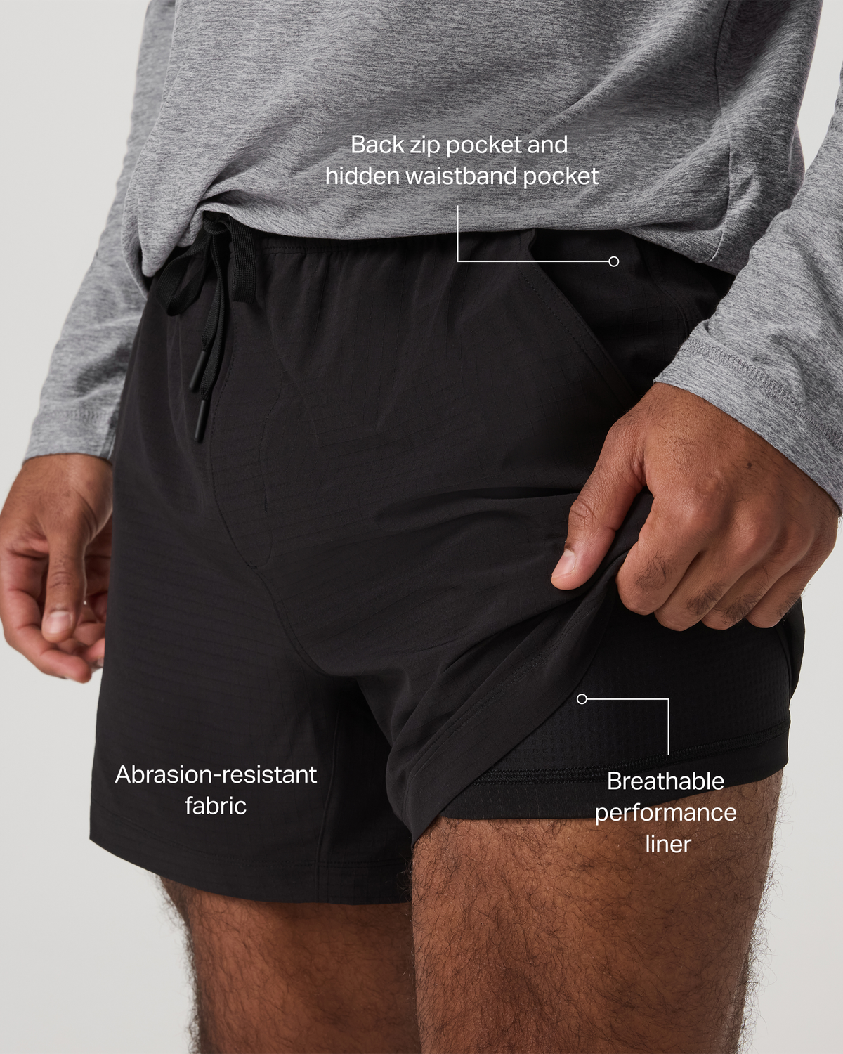 Vuori HardKore Short Lined 5" Men's Black Performance Shorts