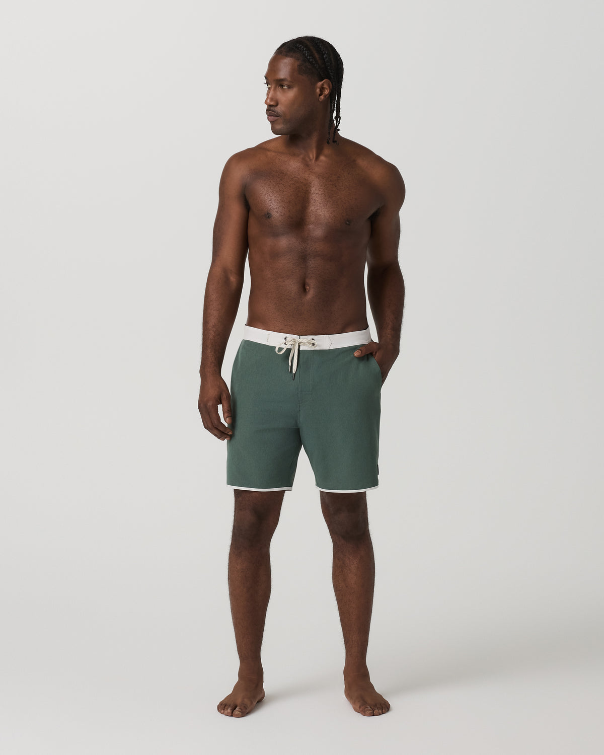 Vuori Men's Cruise Boardshort 7" Agate Green Linen Texture