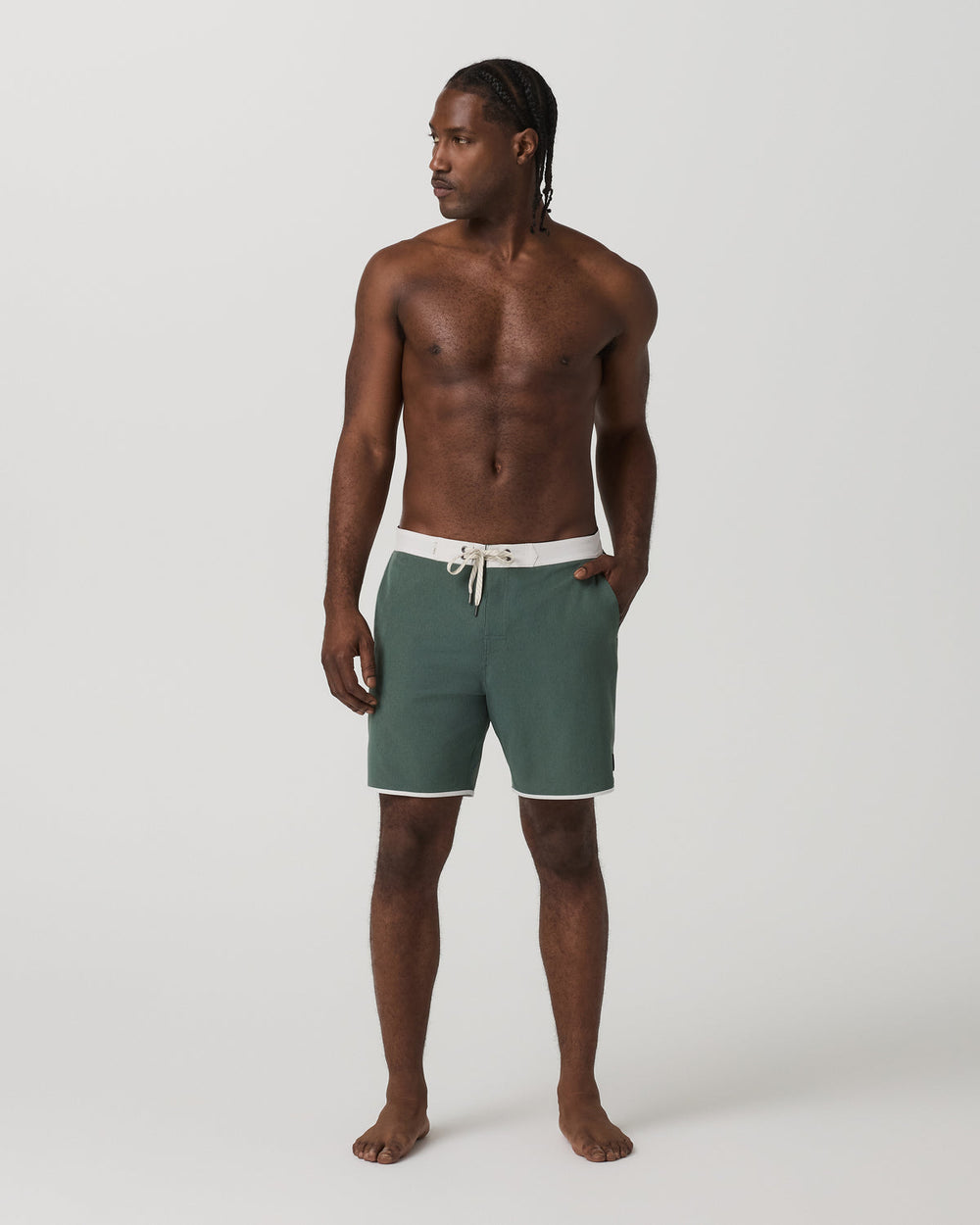 Vuori Men's Cruise Boardshort 7" Agate Green Linen Texture