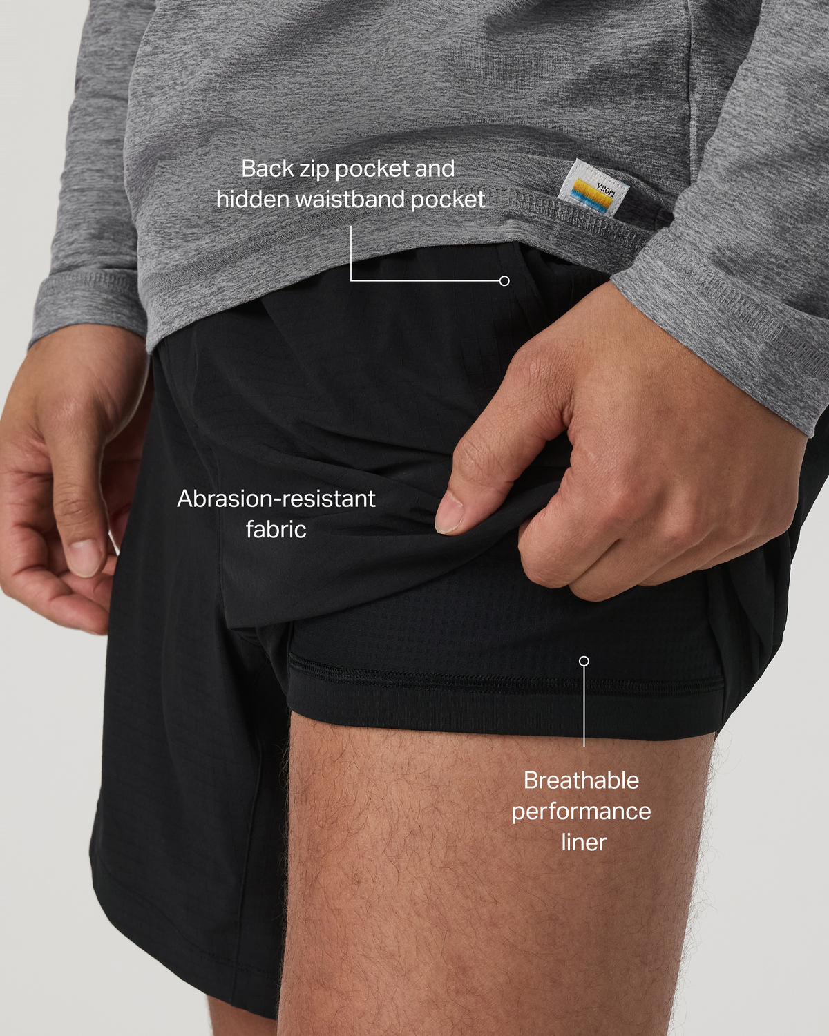 Vuori HardKore Short Lined 7" Men's Black Performance Shorts