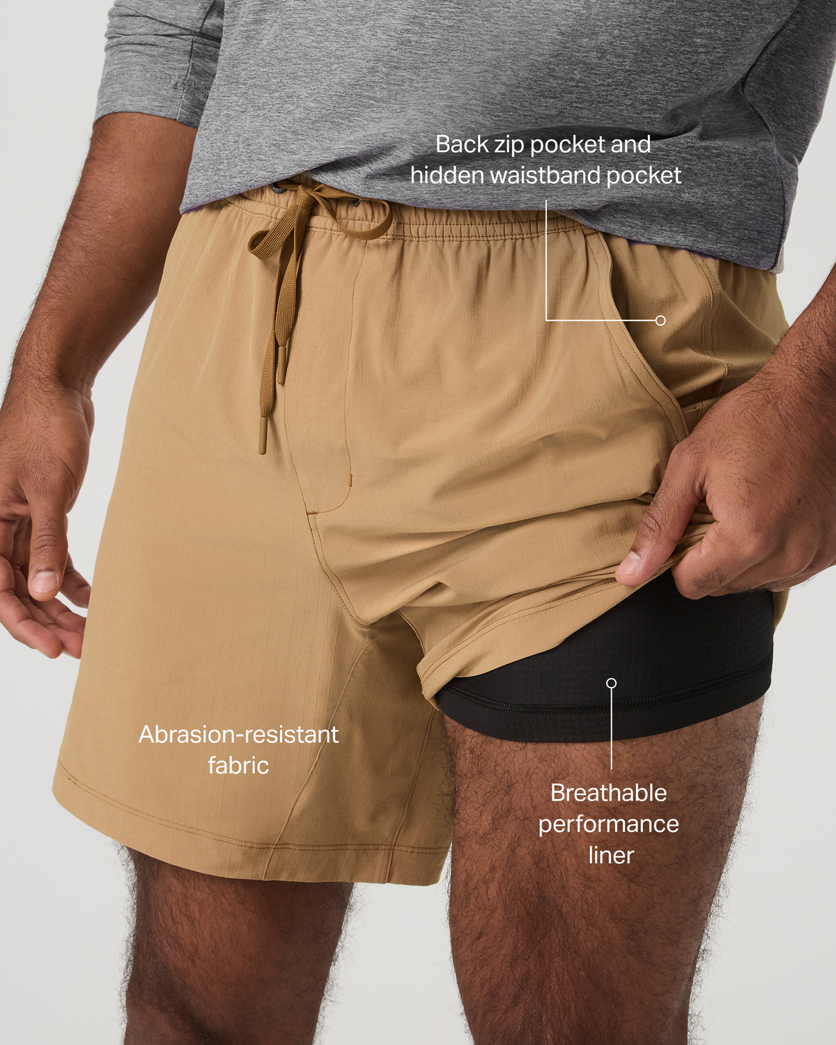 Vuori HardKore Short Lined 7" Men's Burlap Performance Shorts