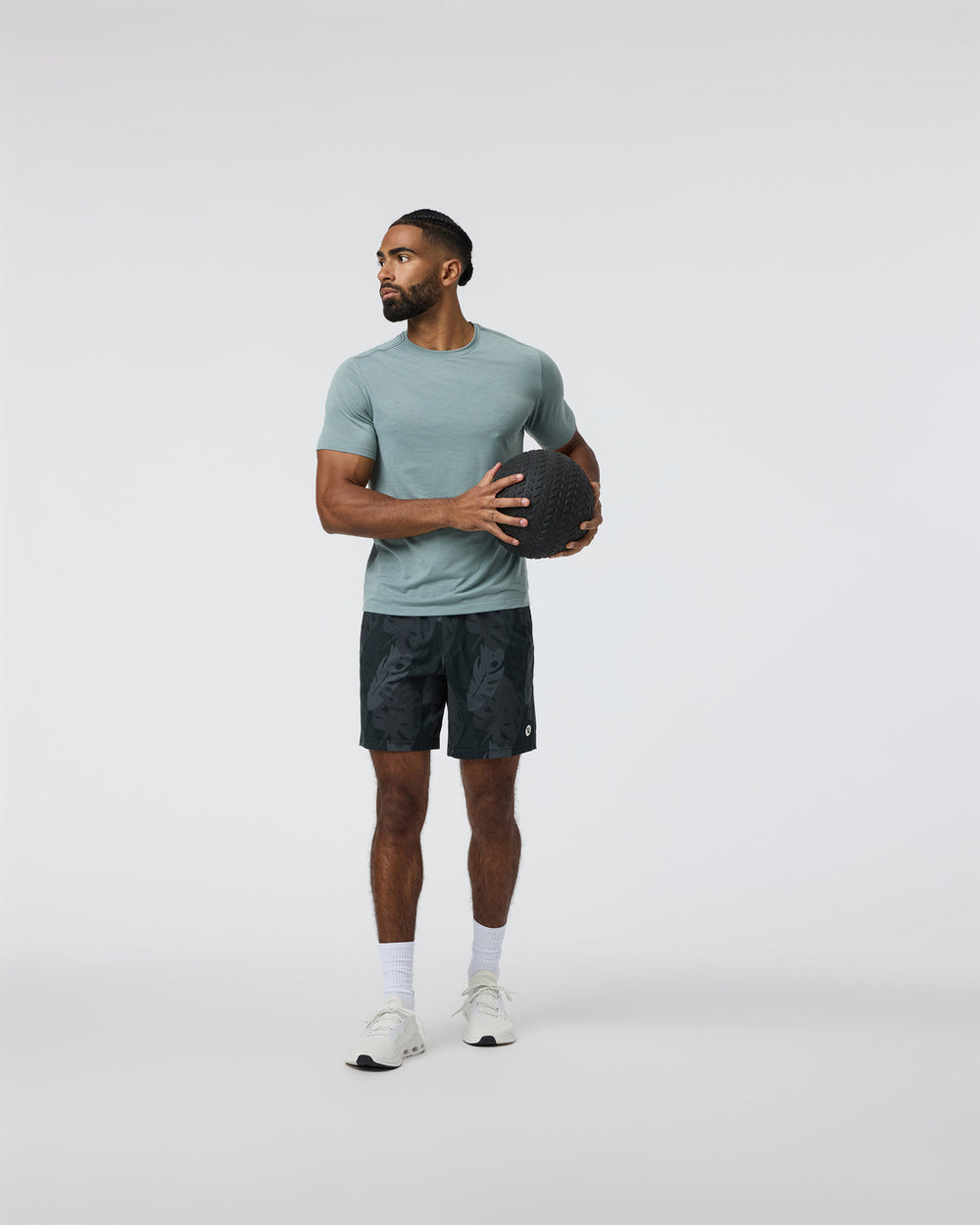 Vuori Kore Short Lined 7" Men's Black Leaves Athletic Shorts