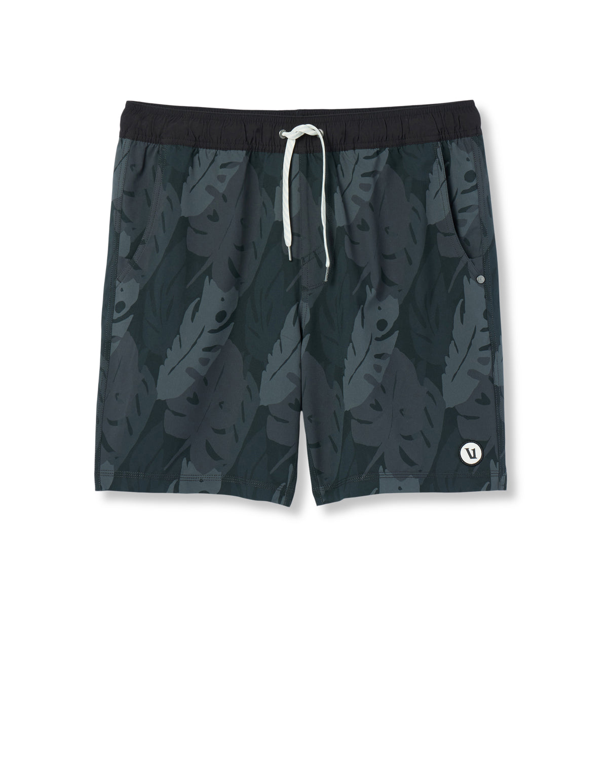 Vuori Kore Short Lined 7" Men's Black Leaves Athletic Shorts