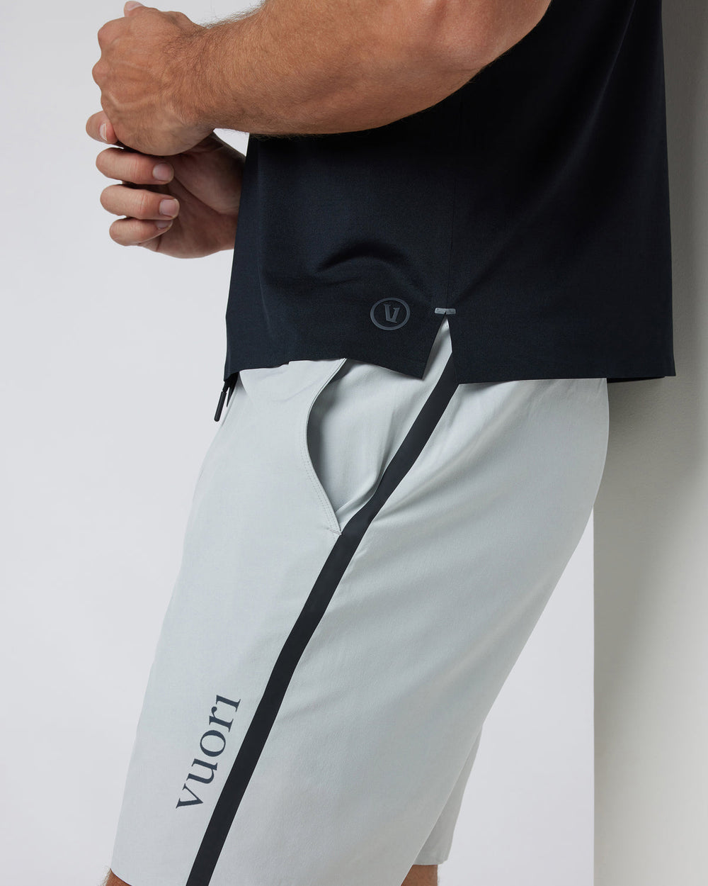 Vuori Domain Performance Short Sky Grey Workout Shorts