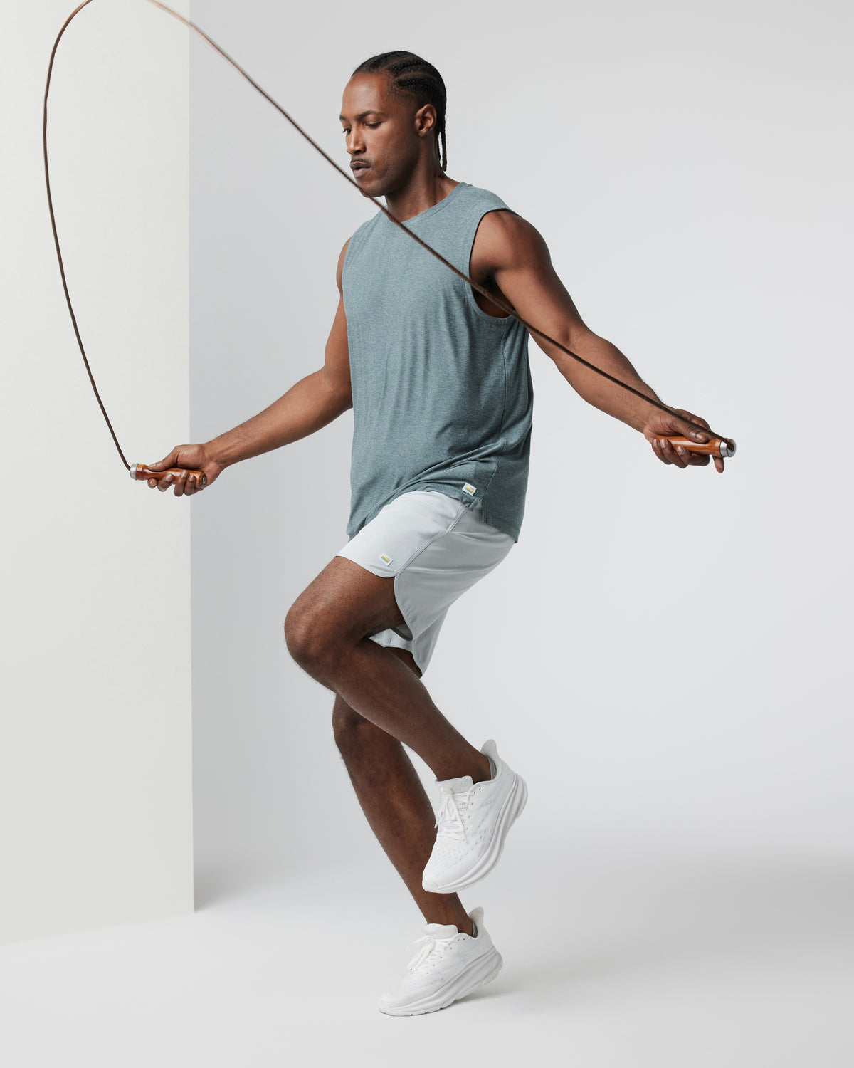 Vuori Banks Short Sky Grey Linen Texture Active Shorts