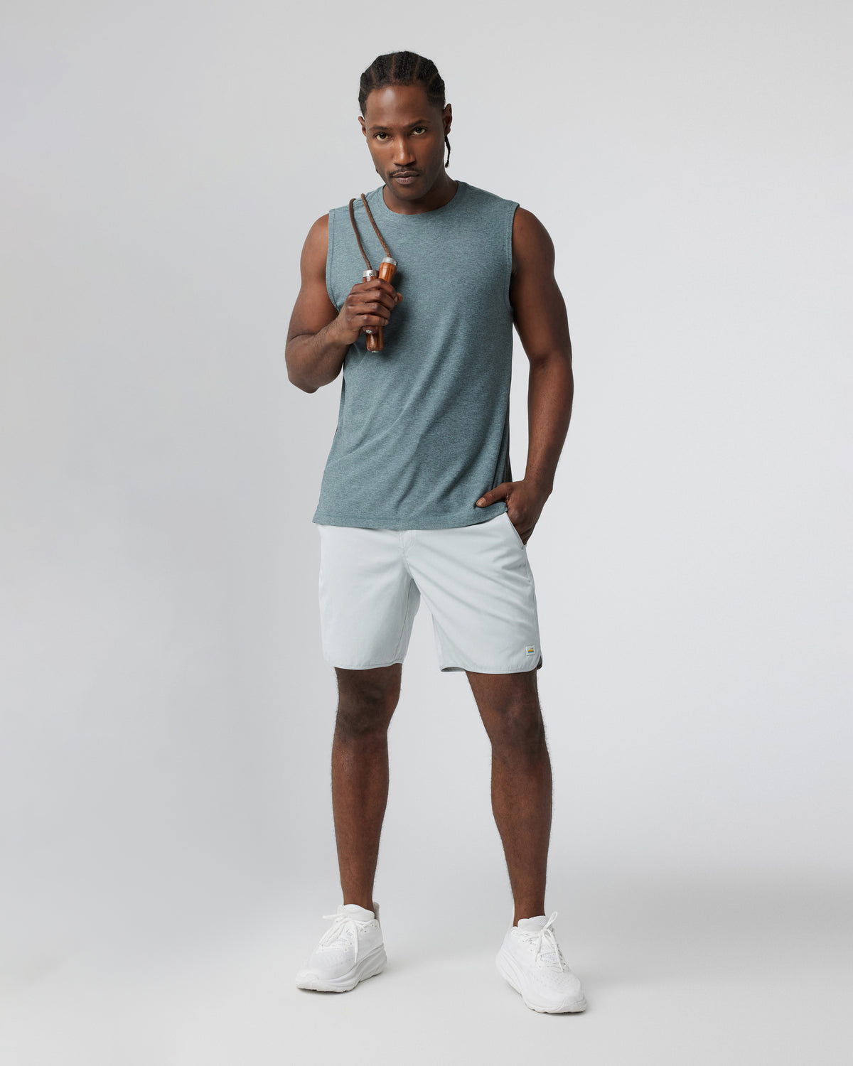 Vuori Banks Short Sky Grey Linen Texture Active Shorts