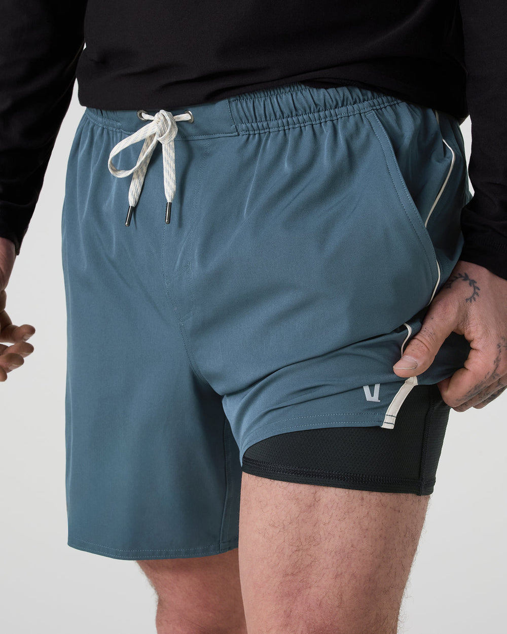 Vuori Trail Short 2.0 Pacific/Heather Grey Running Shorts