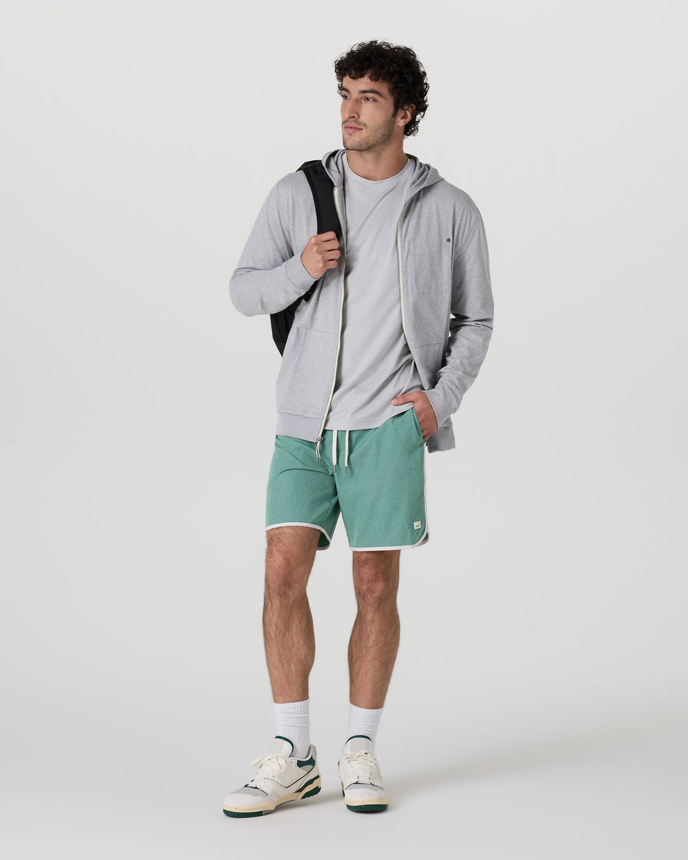 Vuori Banks Short Hedge Green Linen Texture