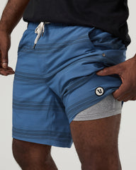 Vuori Kore Short Lined 7" Sea Gradient Stripe Athletic Shorts