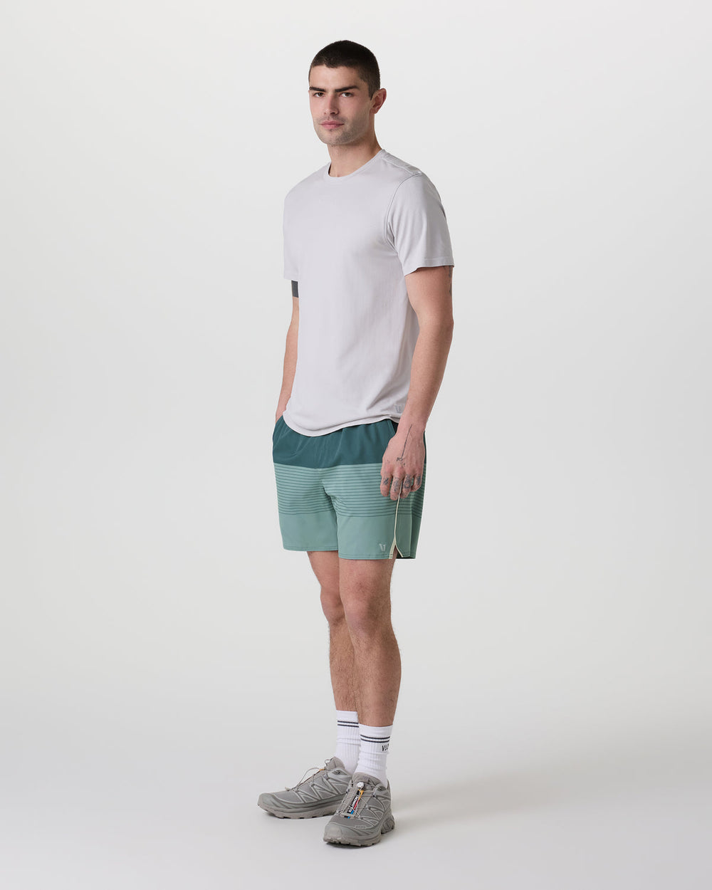 Vuori Trail Short 2.0 Light Deep Sea Stripe/Salt