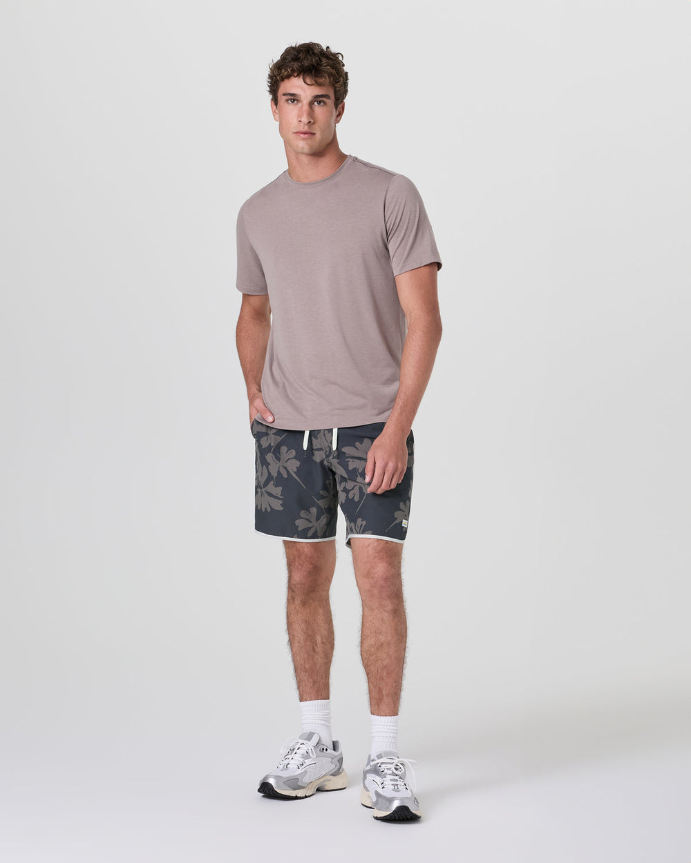 Vuori Banks Short Dark Pewter Plumeria Athletic Shorts