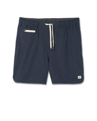 Vuori Banks Short 5" Navy Linen Texture Athletic Shorts