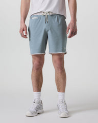 Vuori Banks Short Dusty Blue Slub Stripe Athletic Shorts