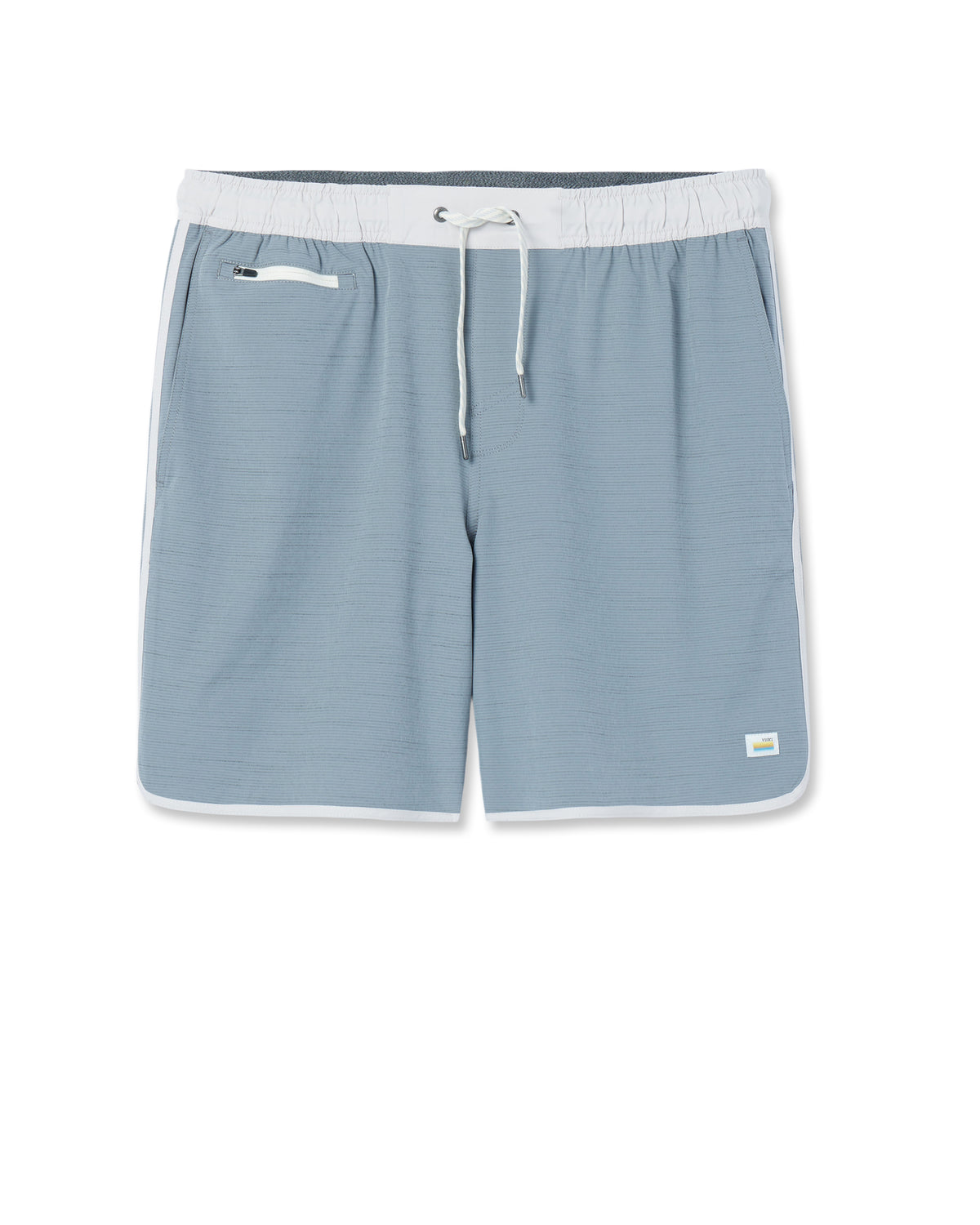 Vuori Banks Short Dusty Blue Slub Stripe Athletic Shorts