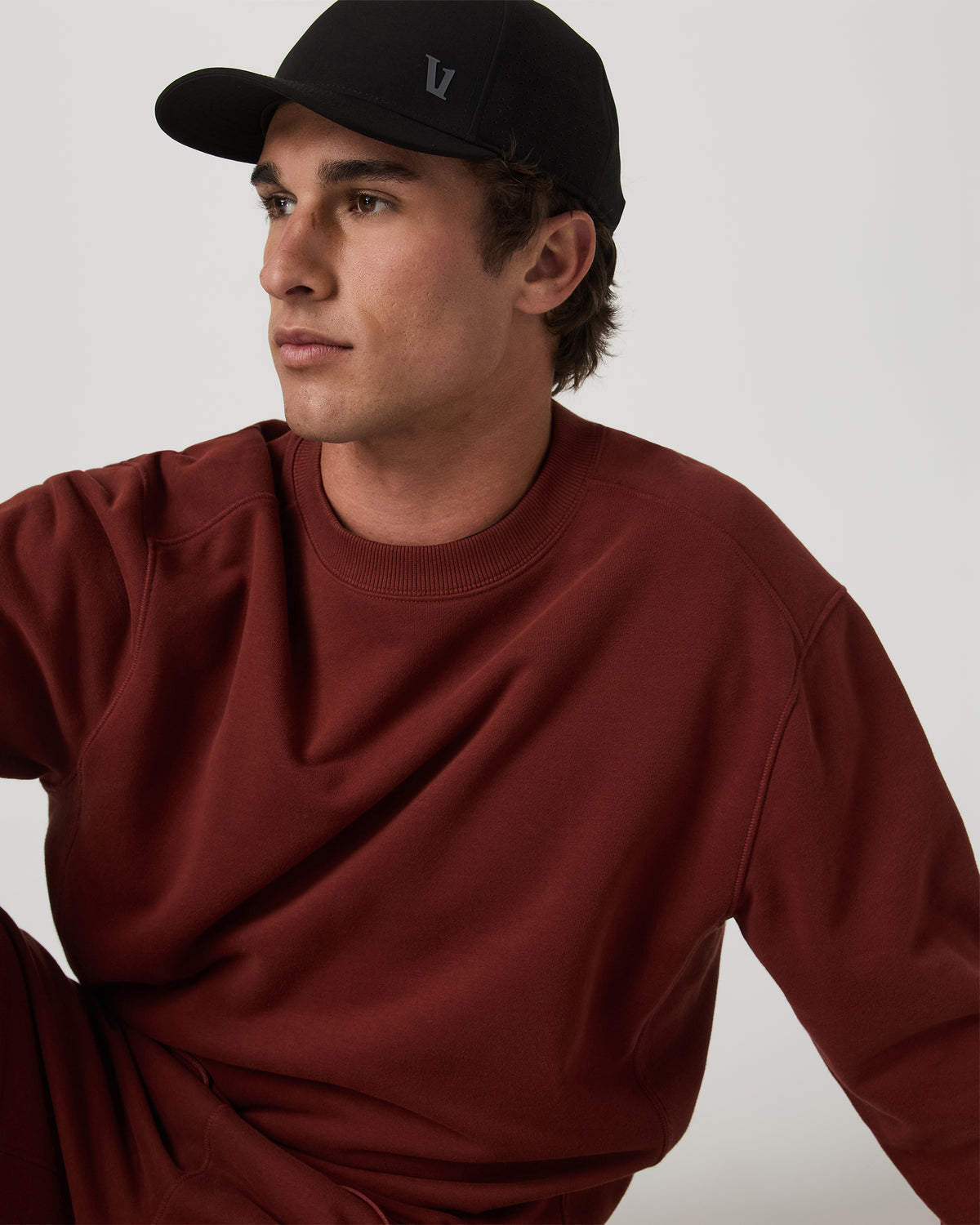 Vuori Cypress Vintage Crew Men's Firebrick Fleece Pullover