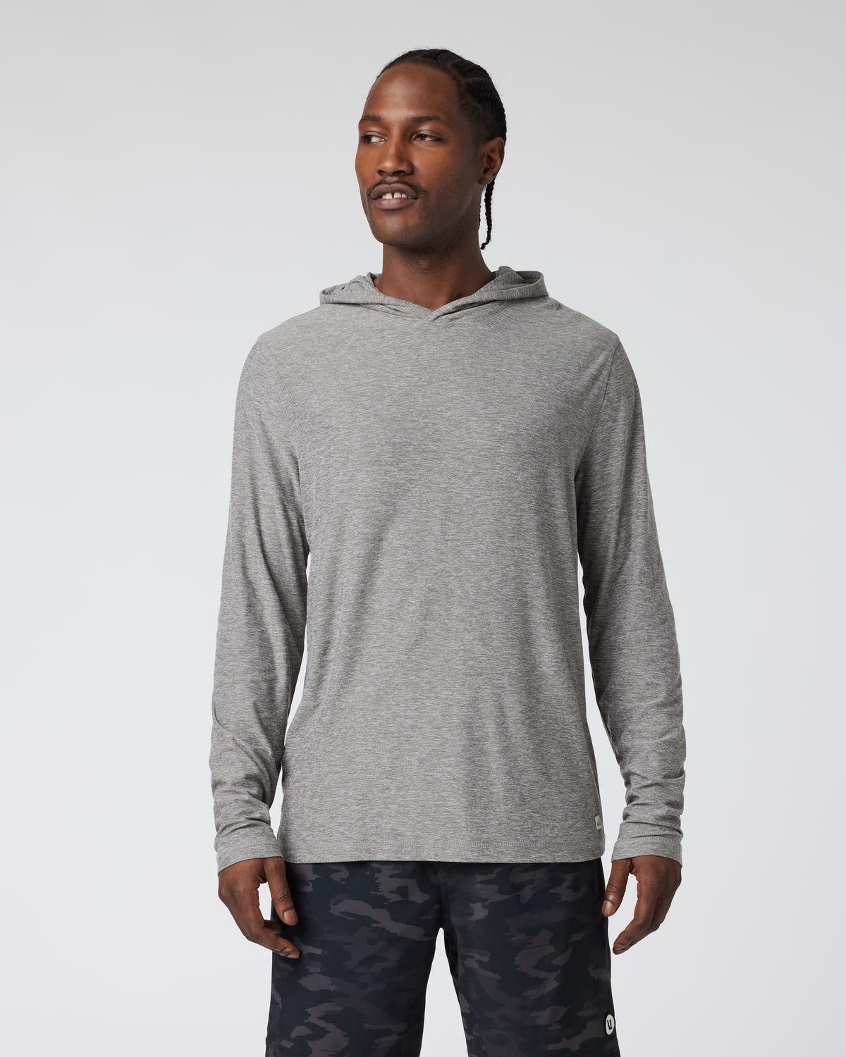 Vuori Strato Tech Hoodie Men's Heather Grey Workout Hoodie