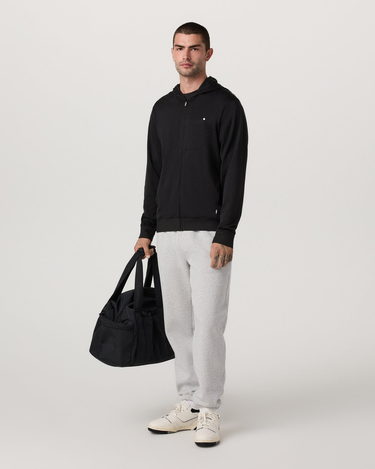 Vuori Ponto Full Zip Hoodie Men's Black Heather Hoodie