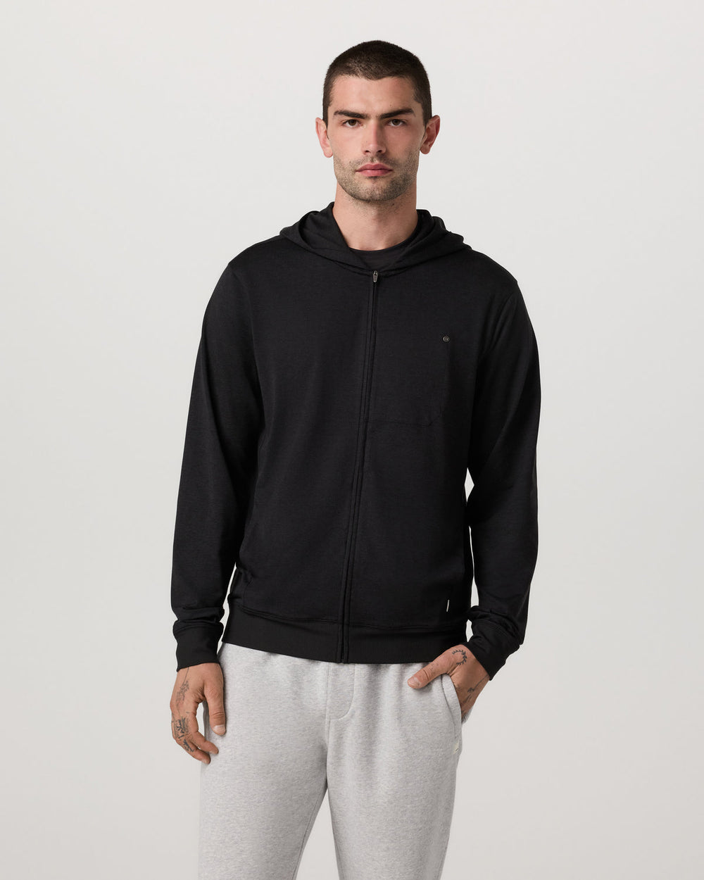 Vuori Ponto Full Zip Hoodie Men's Black Heather Hoodie