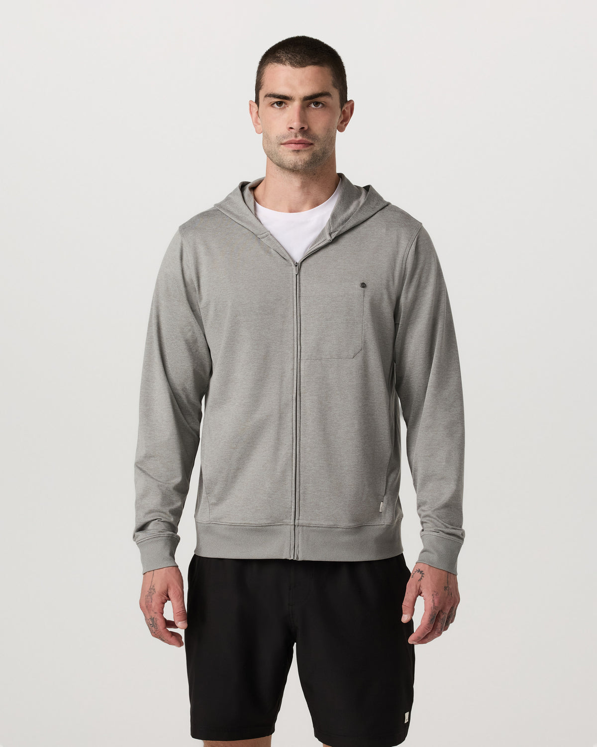 Vuori Ponto Full Zip Hoodie Men's Driftwood Heather Hoodie