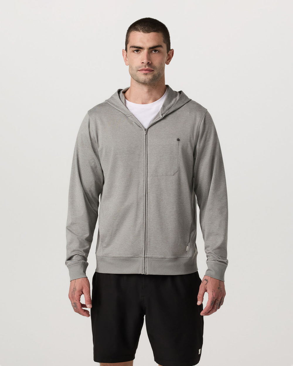 Vuori Ponto Full Zip Hoodie Men's Driftwood Heather Hoodie