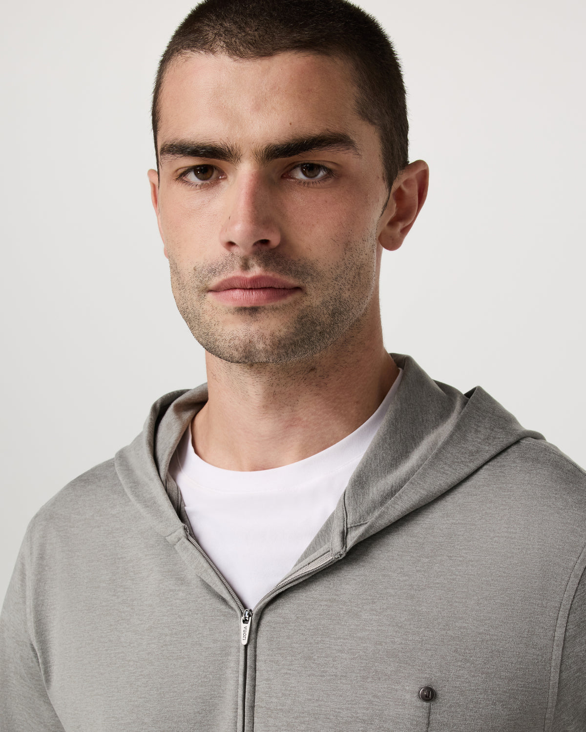 Vuori Ponto Full Zip Hoodie Men's Driftwood Heather Hoodie