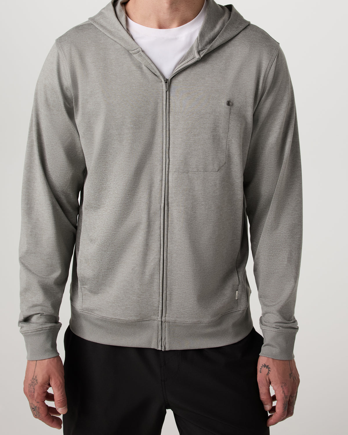 Vuori Ponto Full Zip Hoodie Men's Driftwood Heather Hoodie