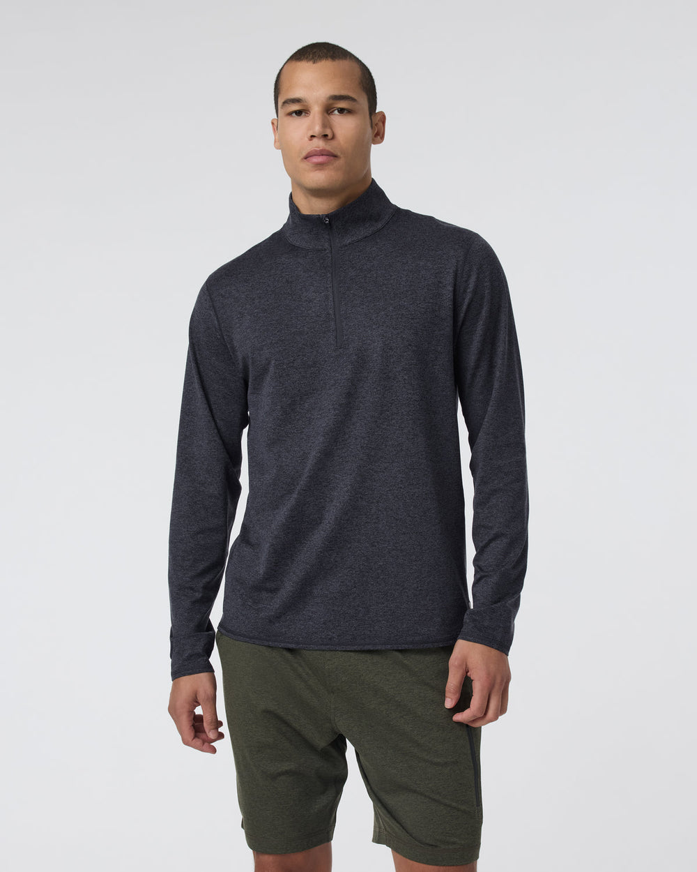Vuori Ponto Half Zip Mock Neck Charcoal Heather