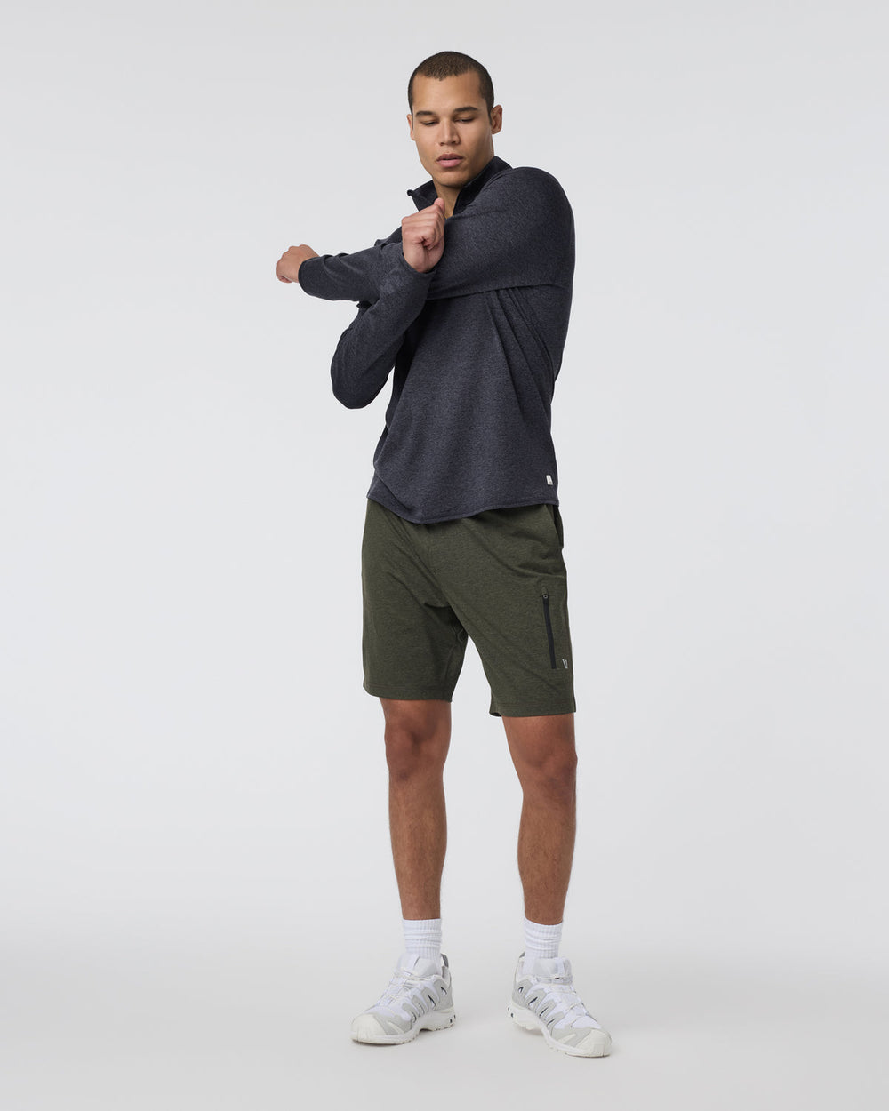 Vuori Ponto Half Zip Mock Neck Charcoal Heather
