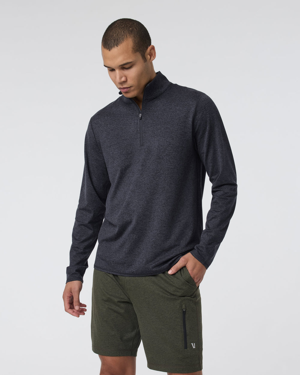Vuori Ponto Half Zip Mock Neck Charcoal Heather