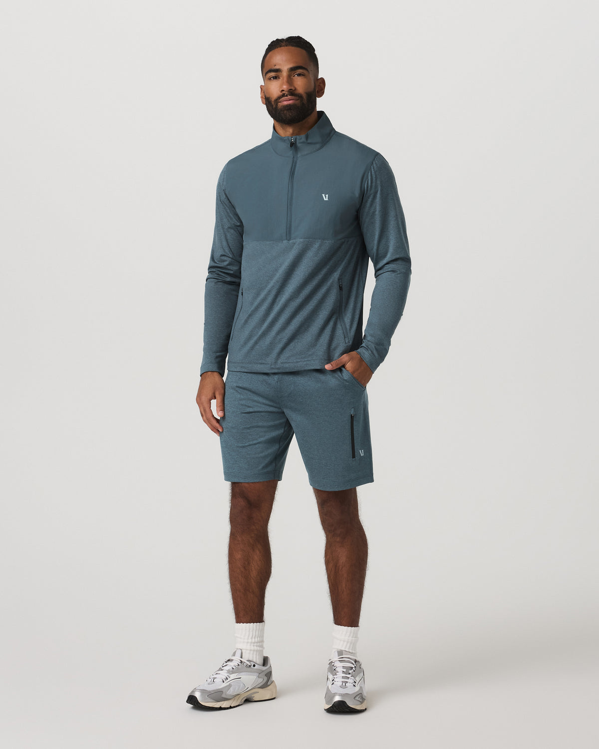 Vuori Sunday Element Half Zip Men's Blue Sea Heather Layer