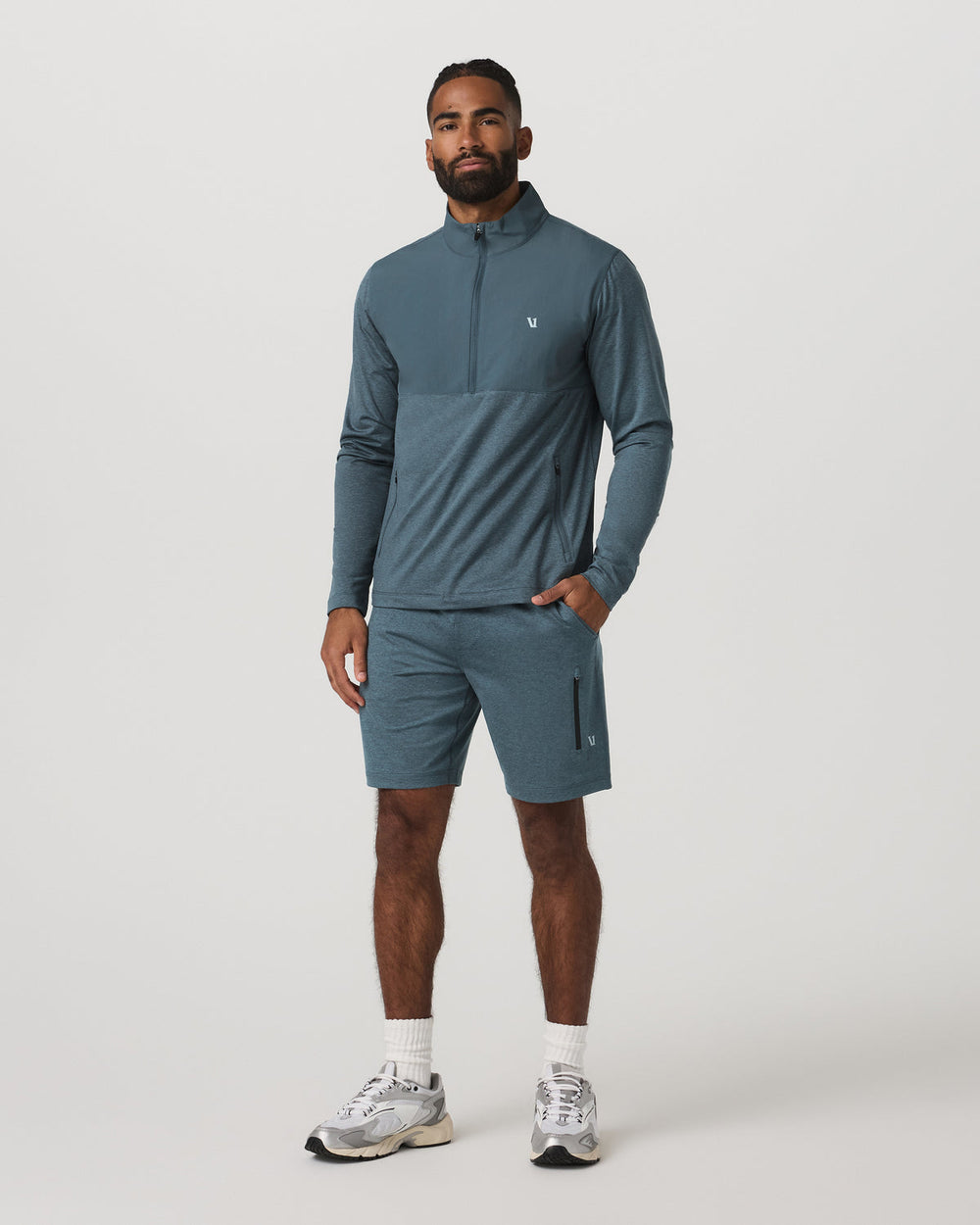 Vuori Sunday Element Half Zip Men's Blue Sea Heather Layer