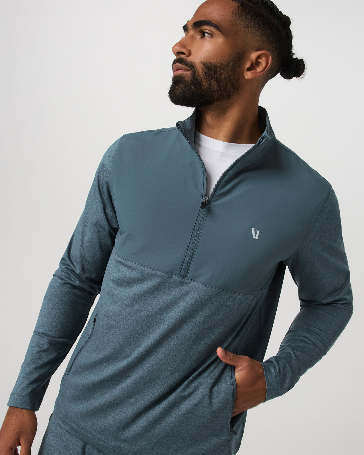 Vuori Sunday Element Half Zip Men's Blue Sea Heather Layer