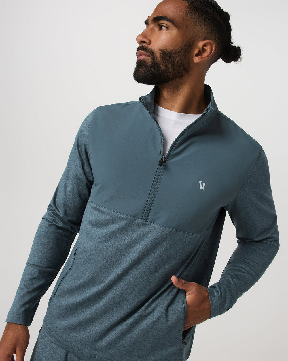 Vuori Sunday Element Half Zip Men's Blue Sea Heather Layer
