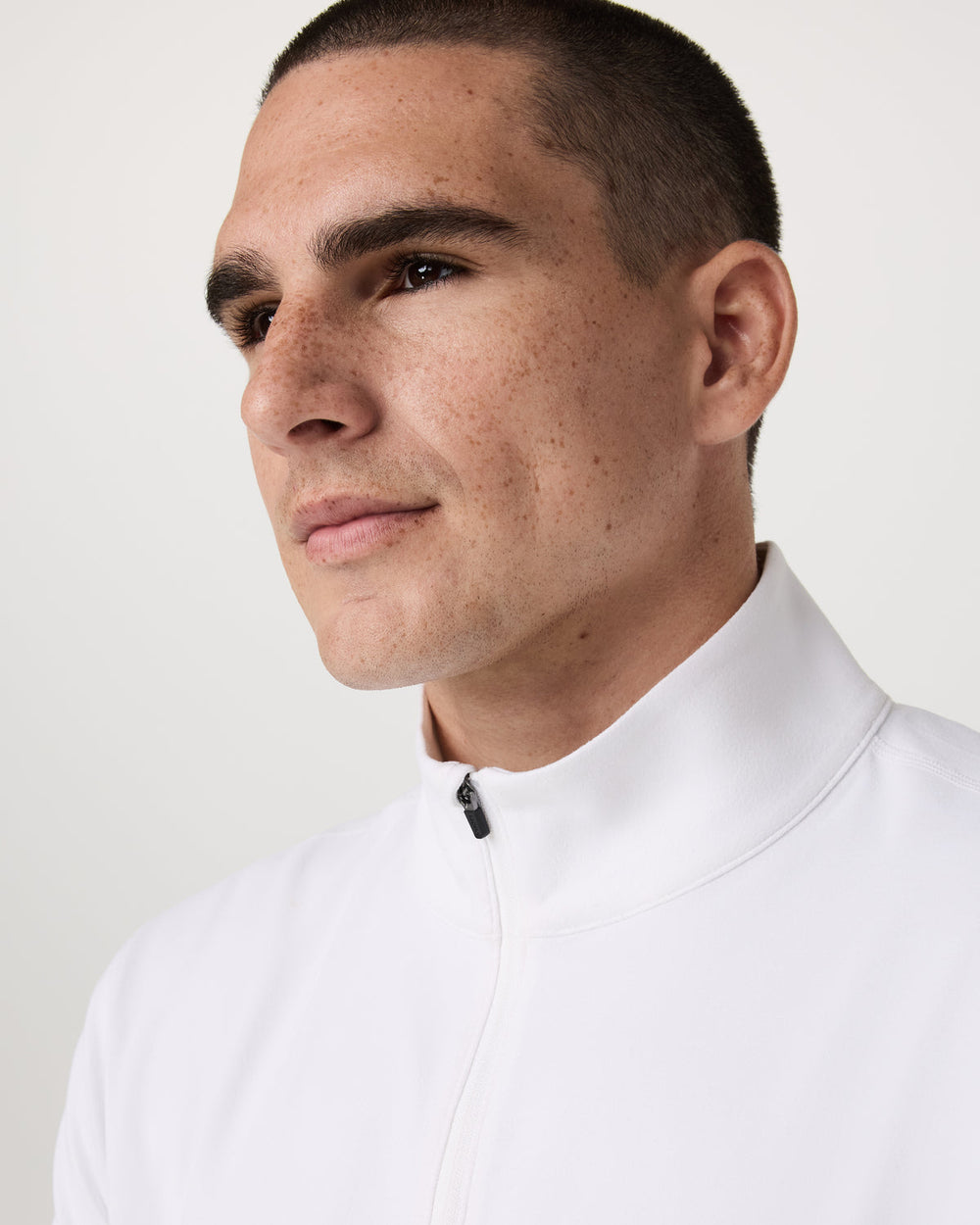 Vuori Ponto 1/2 Zip Mock Neck Men's White Mock Neck Top