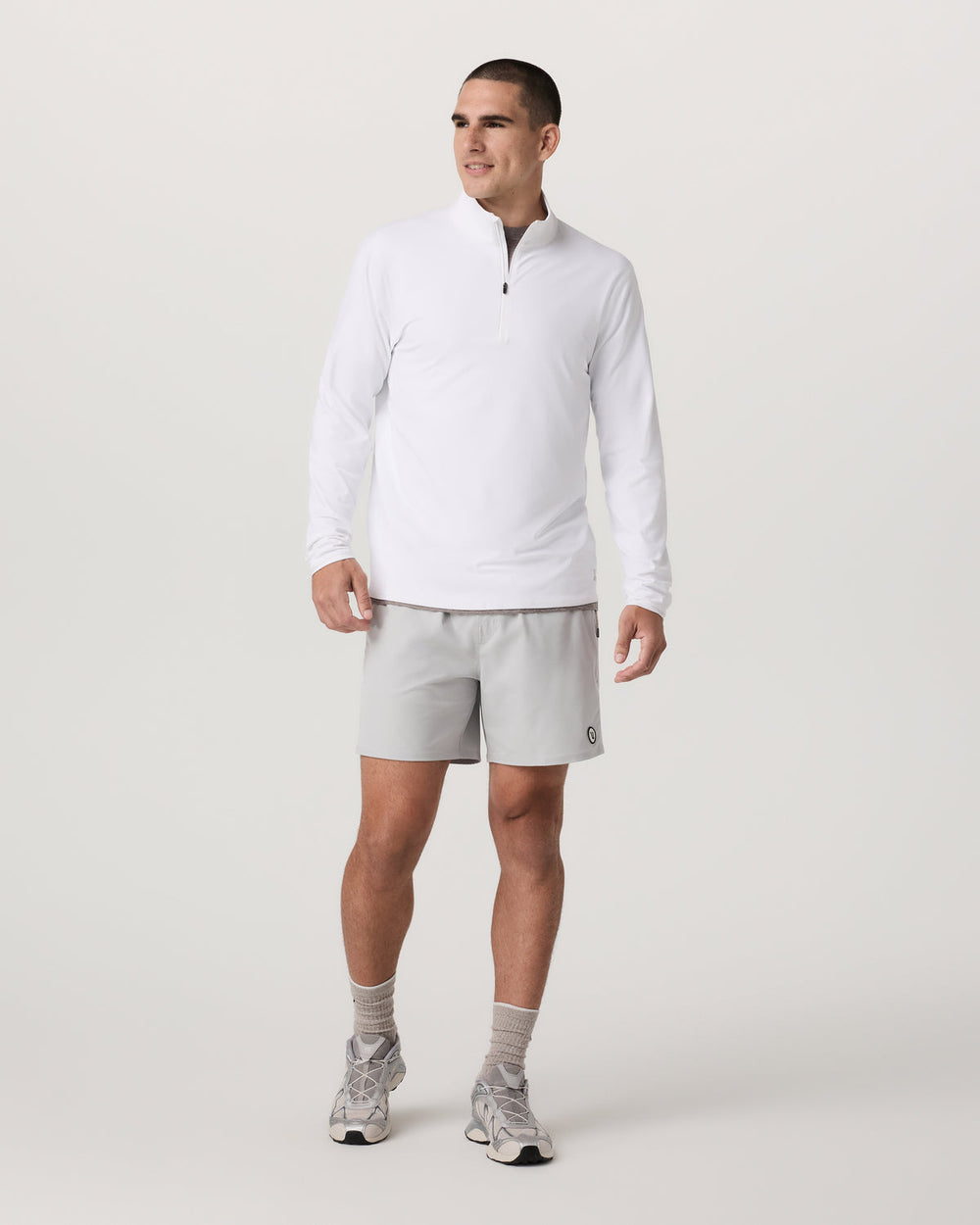 Vuori Ponto 1/2 Zip Mock Neck Men's White Mock Neck Top