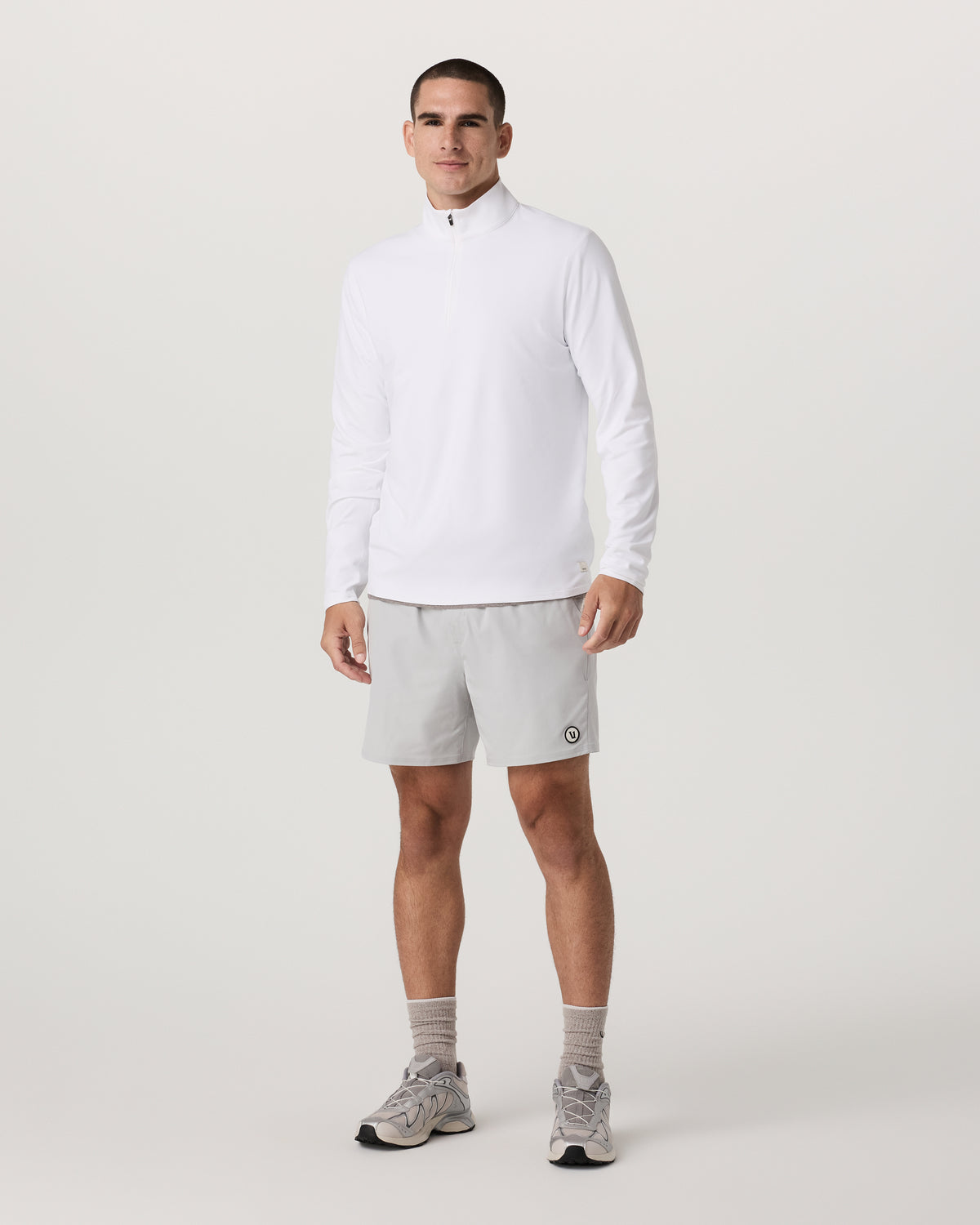 Vuori Ponto 1/2 Zip Mock Neck Men's White Mock Neck Top