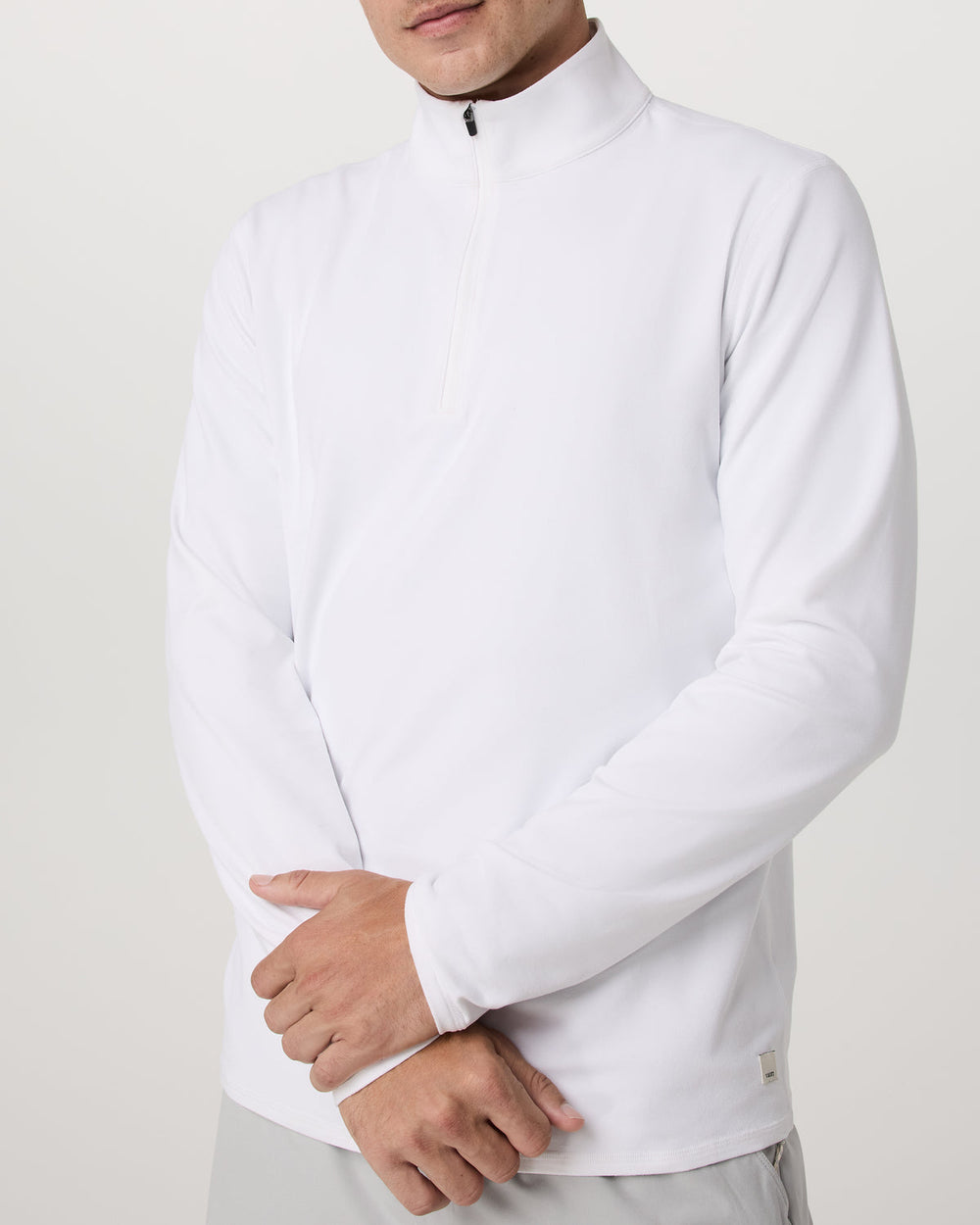 Vuori Ponto 1/2 Zip Mock Neck Men's White Mock Neck Top