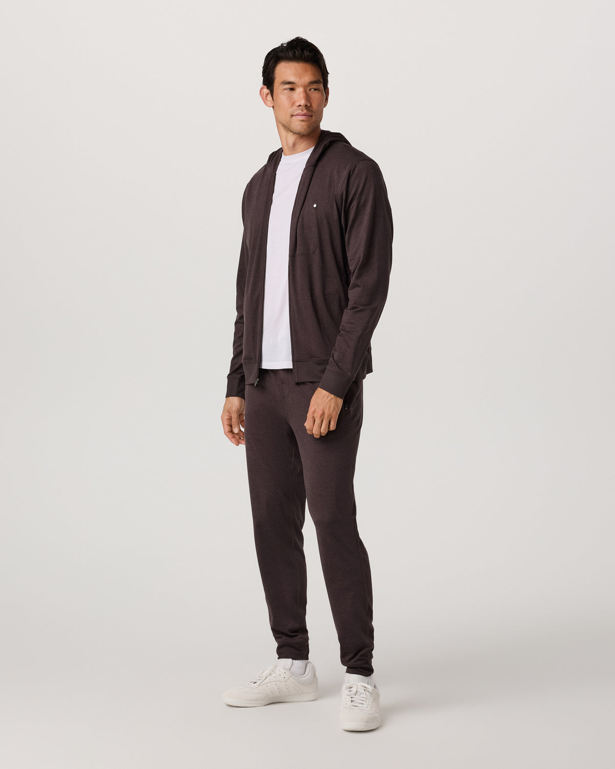Vuori Ponto Full Zip Hoodie Men's Sangria Heather Hoodie