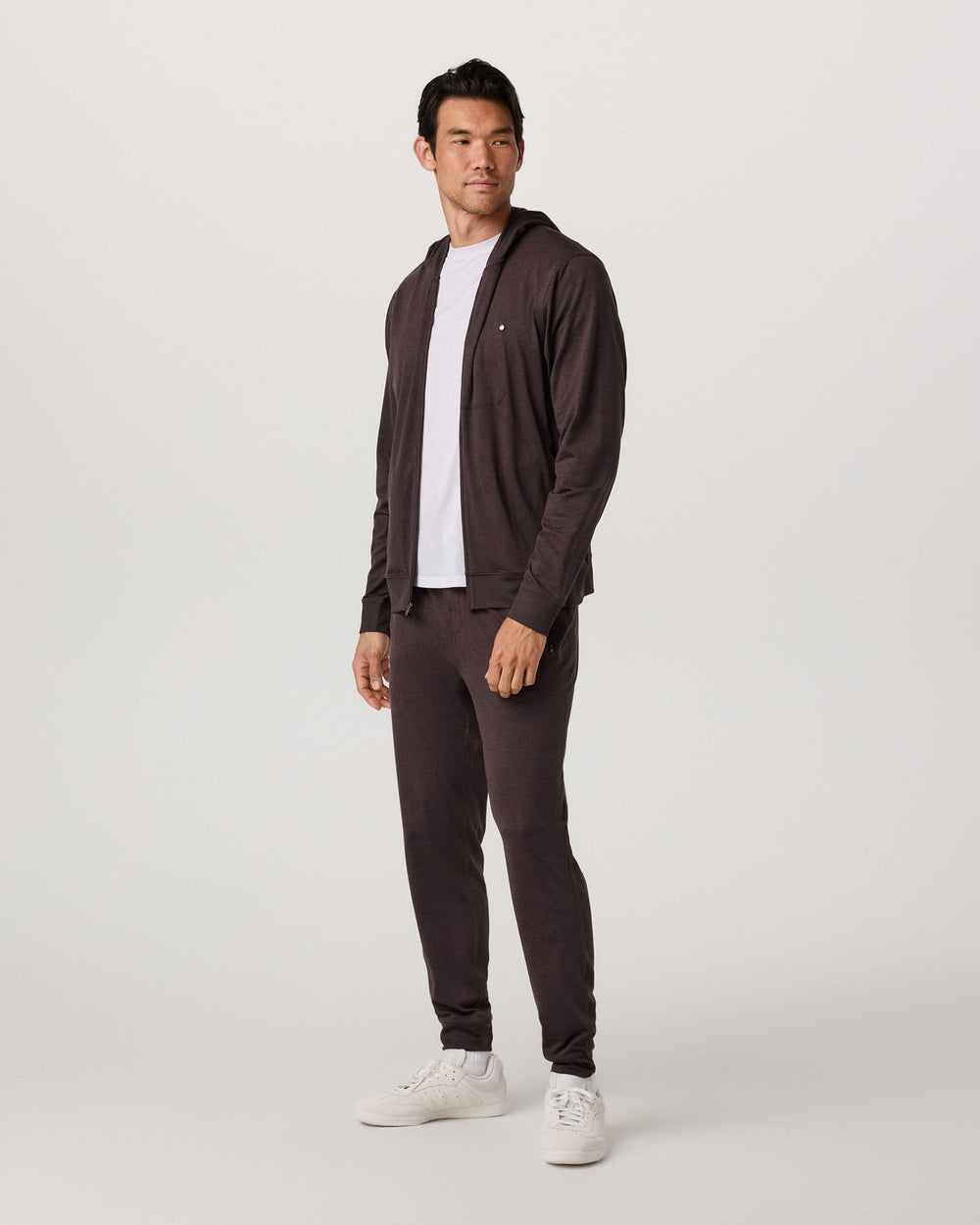 Vuori Ponto Full Zip Hoodie Men's Sangria Heather Hoodie