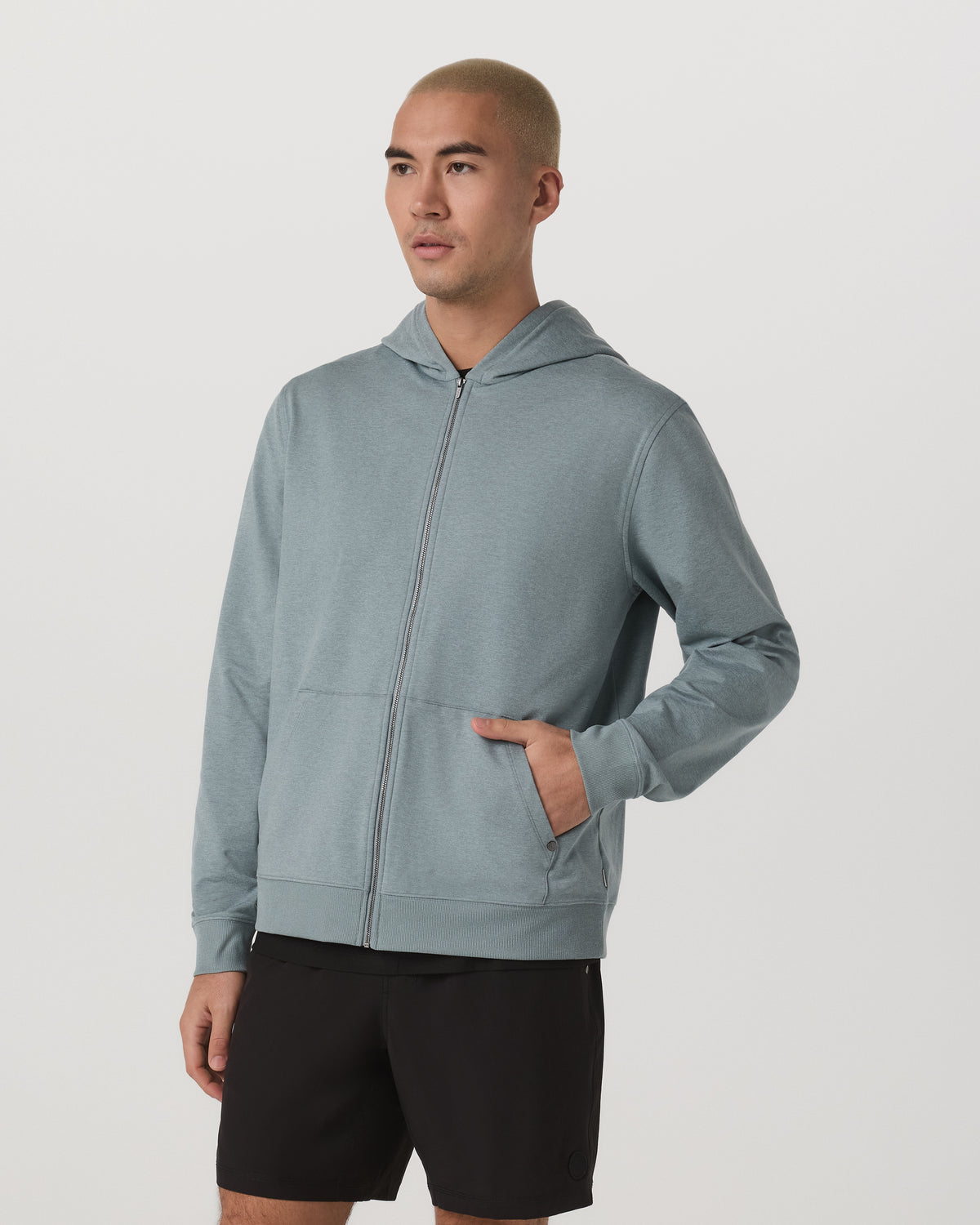 Vuori Coronado Full Zip Hoodie 2.0 Misty Blue Heather Jacket
