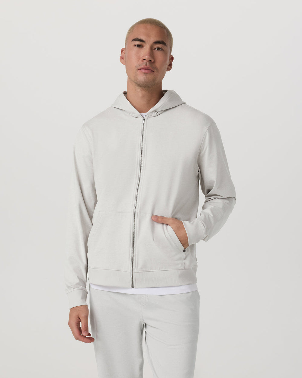Vuori Coronado Full Zip Hoodie 2.0 Men's Salt Heather Jacket