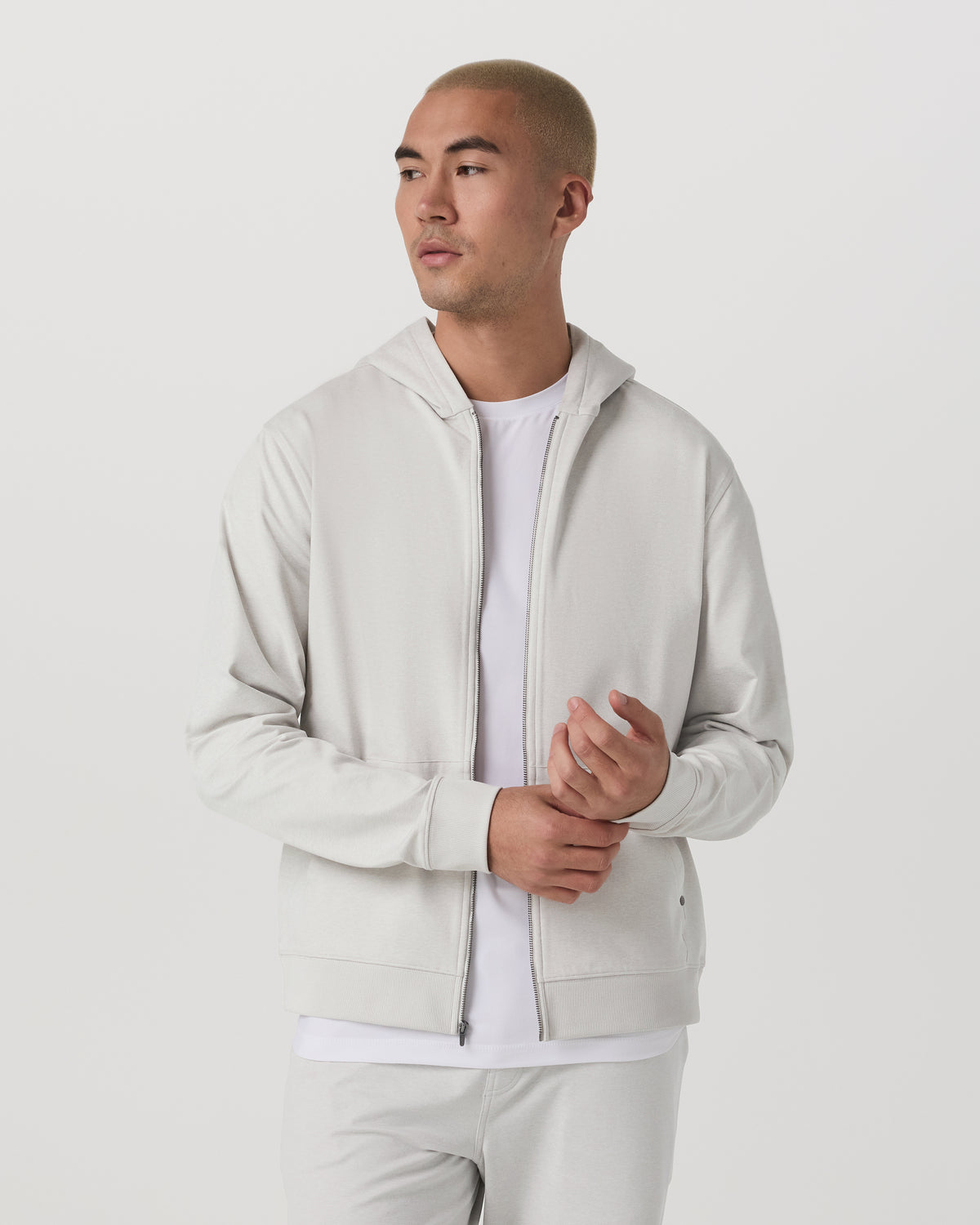 Vuori Coronado Full Zip Hoodie 2.0 Men's Salt Heather Jacket