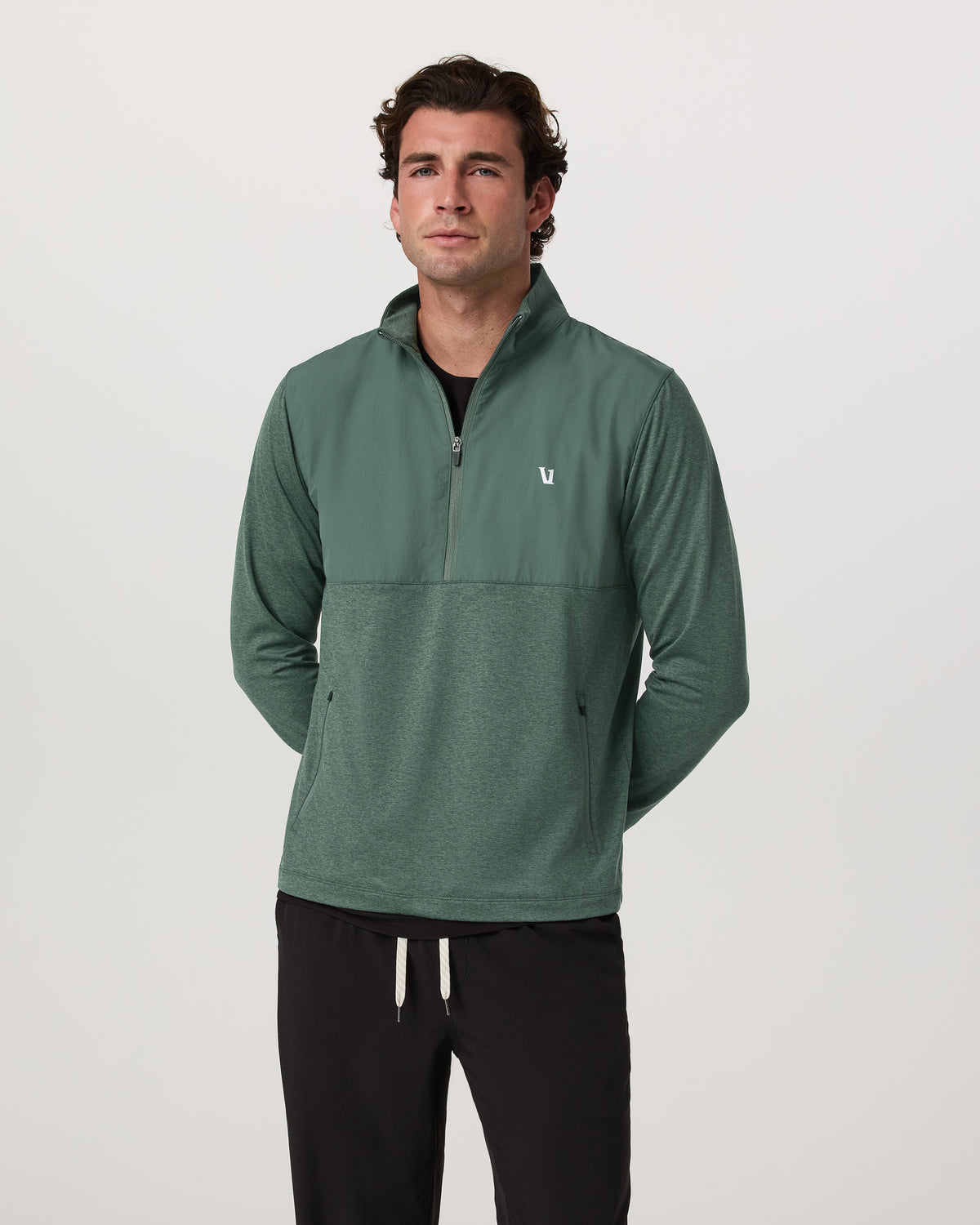 Vuori Sunday Element 1/2 Zip Agate Green Heather Pullover