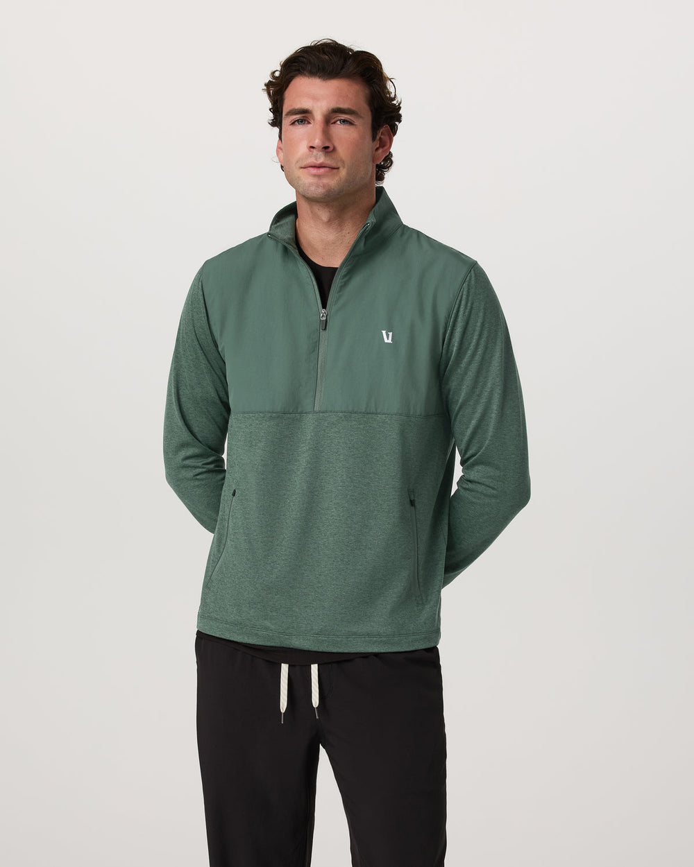 Vuori Sunday Element 1/2 Zip Agate Green Heather Pullover