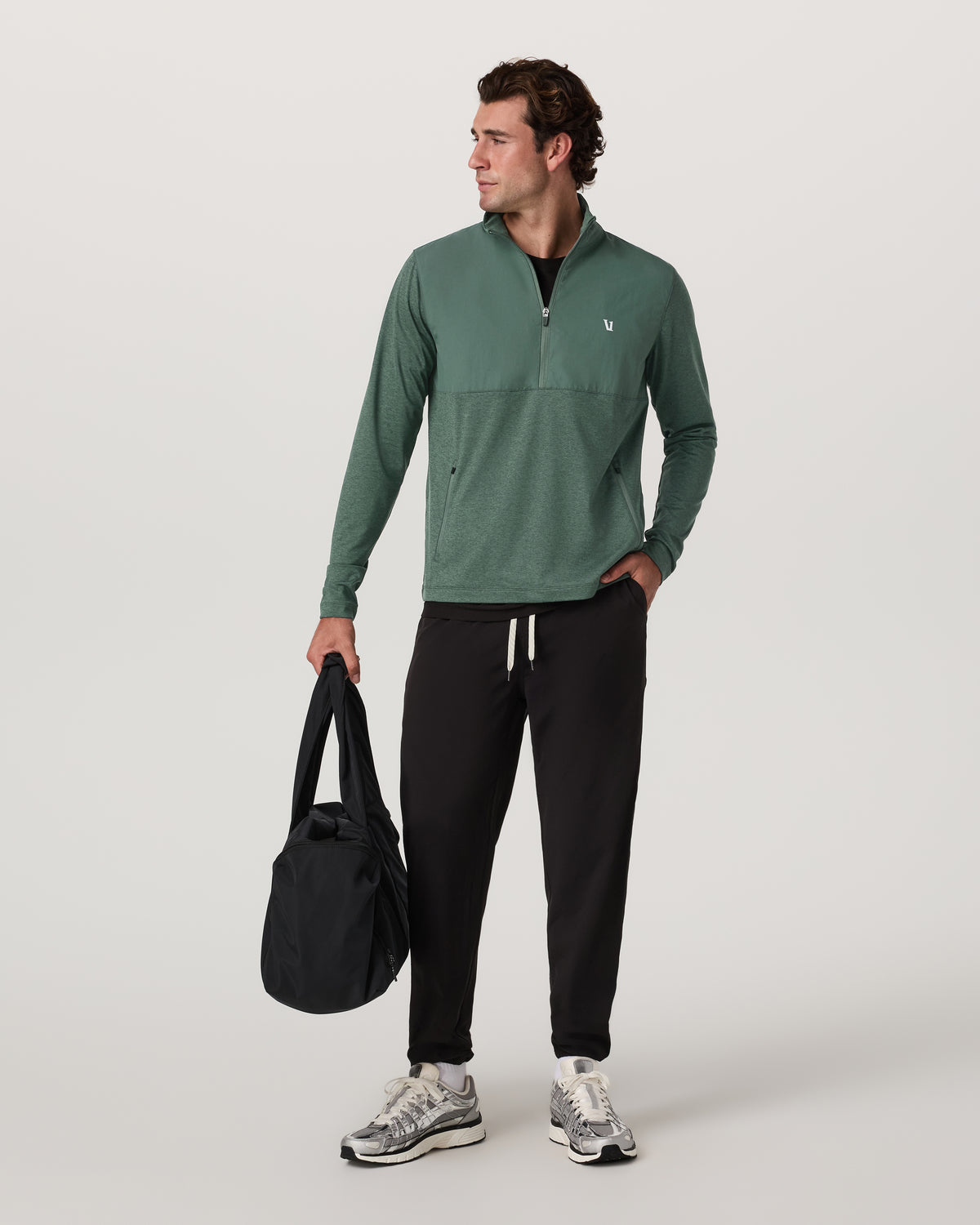 Vuori Sunday Element 1/2 Zip Agate Green Heather Pullover