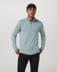 Vuori Ponto Half Zip Mock Neck Men's Misty Blue Heather Layer